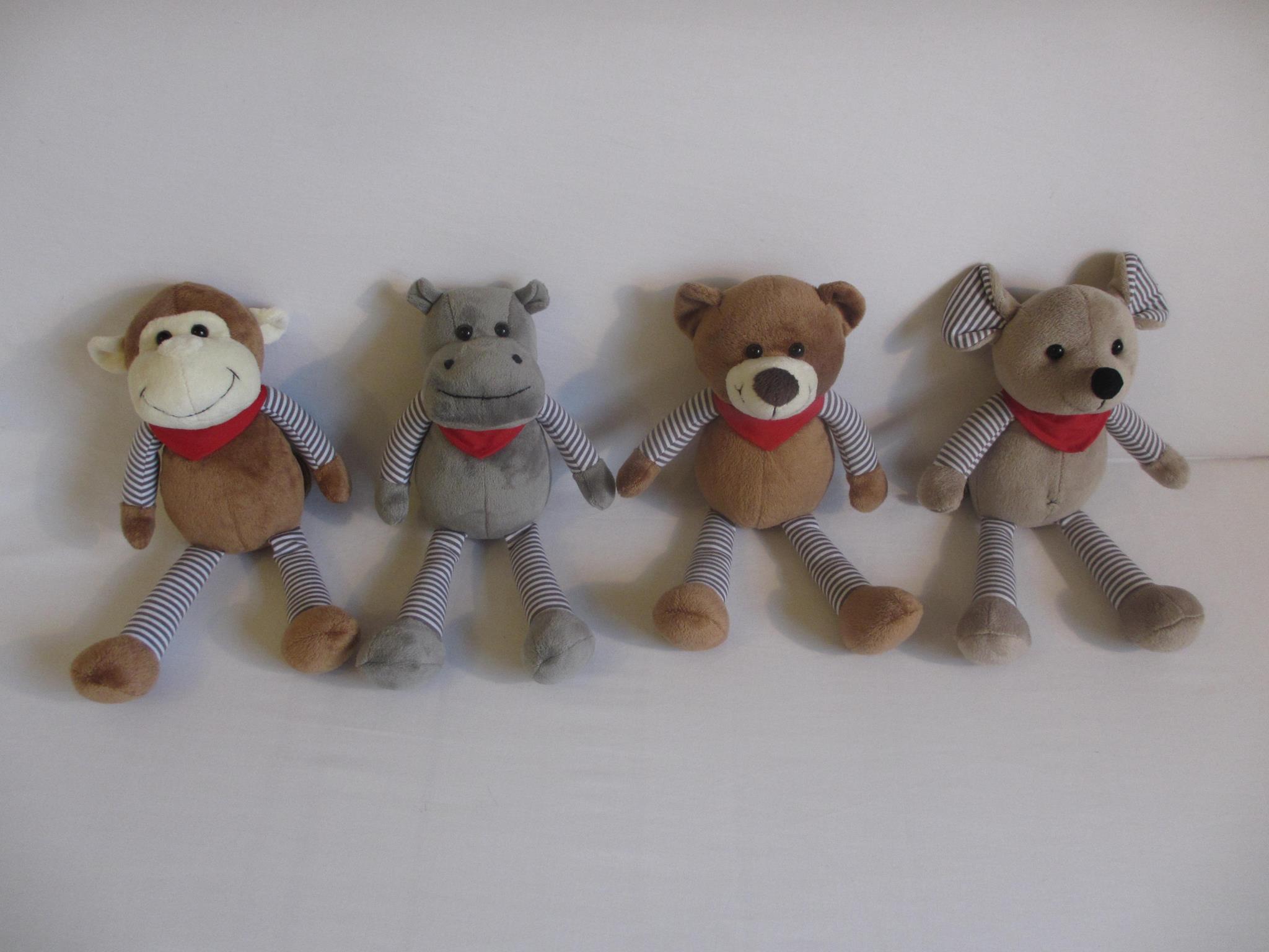 Plüschtiere Affe, Hippo, Bär & Maus