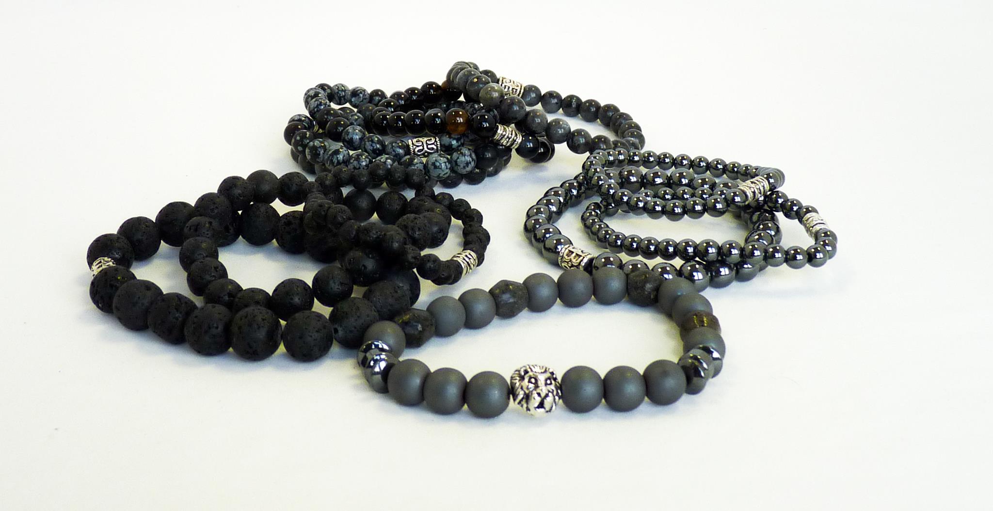 Armbänder Werbung Lavastein, Tigerauge, Kugelarmband, Biker